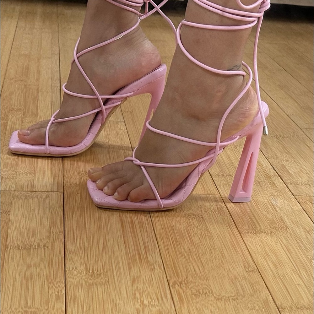 EGO Pink Strappy Stiletto Heels